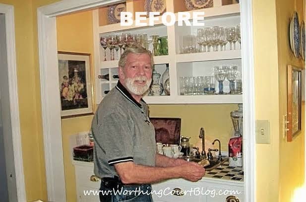 Before photo of remodeled kitchen wet bar