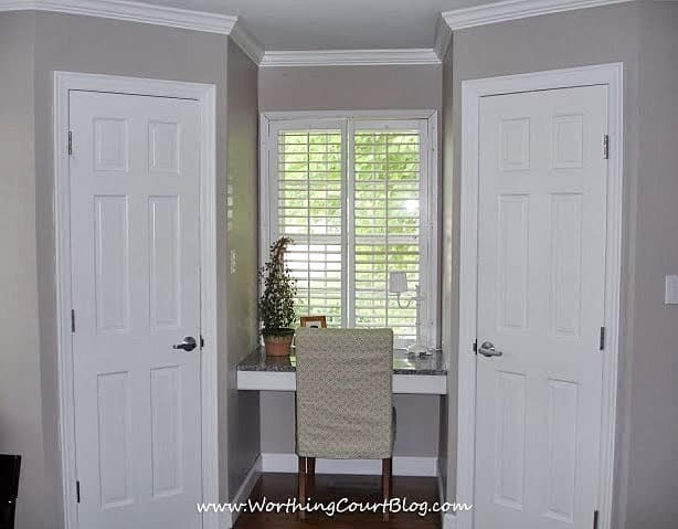 Remodeled kitchen with two walk-in pantries and desk area