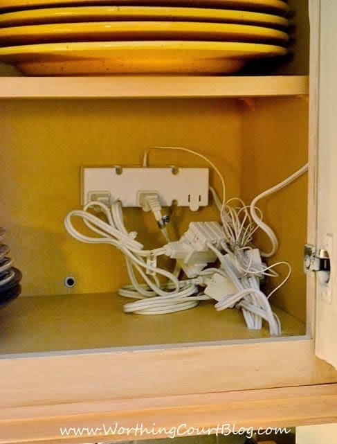DIY Kitchen Makeover: hiding the wires for the added under cabinet lighting