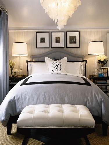 Black and white bedding.