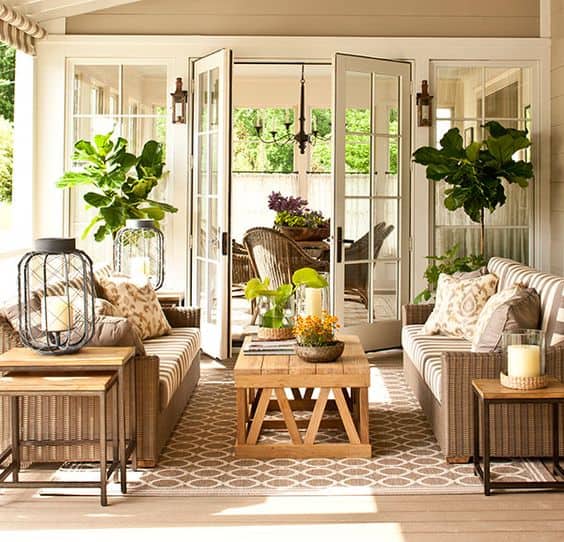 Loads of tips for how to create an inviting outdoor space. Add a rug (or two). Nothing says “this is a room” like an area rug. An area rug helps to ground and define a space. The design/style of the rug that you choose will go a long way toward pulling your outdoor room together.