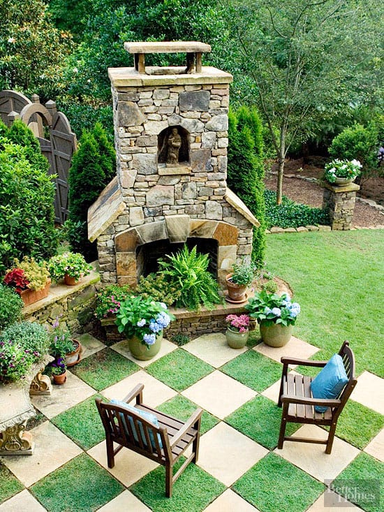 Loads of tips for how to create and inviting outdoor space. Pavers make a great "rug" if your outdoor room is in the yard.
