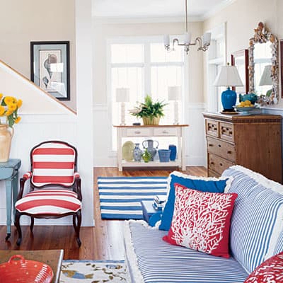 Patriotic Red, White and Blue living space