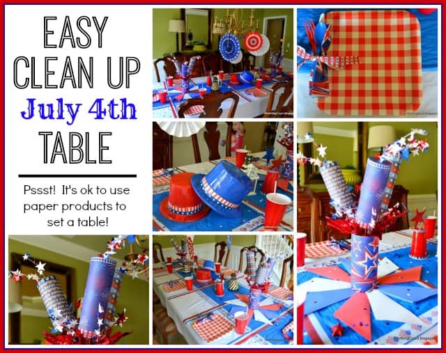 Fast and easy cleanup July 4th tablescape. Pssst! It's ok to use paper! :: WorthingCourtBlog.com