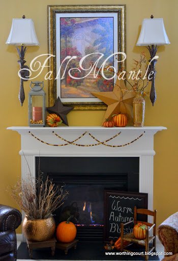 Fall decorations for a mantle