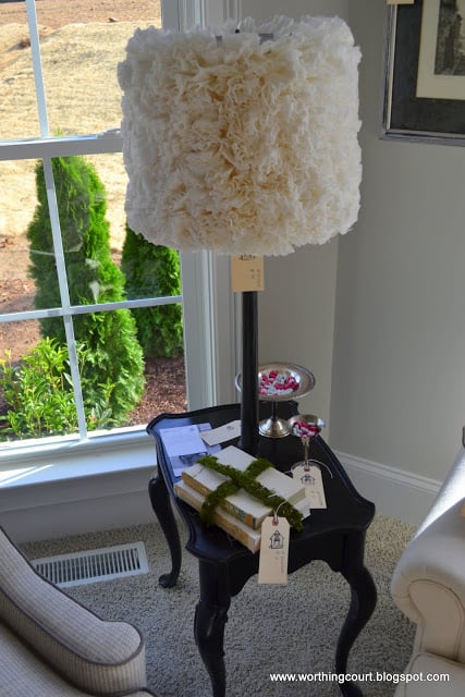 lamp shade covered with coffee filters via Worthing Court blog