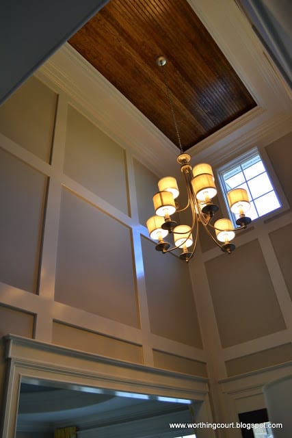 board and baton walls and beadboard ceiling in a foyer via Worthing Court blog