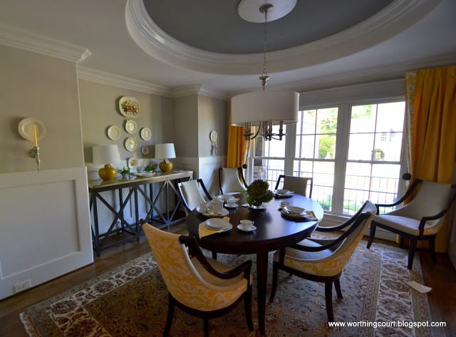 yellow and gray dining room via Worthing Court blog