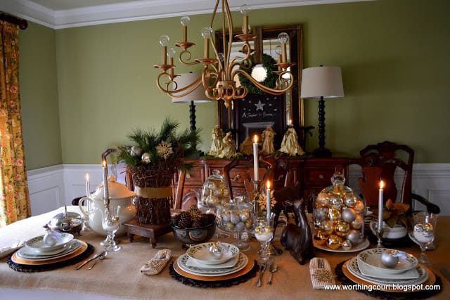 Worthing Court: Rustic and refined elements Christmas tablescape