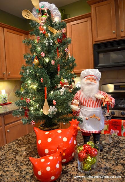 Kitchen Christmas tree and decor via Worthing Court blog