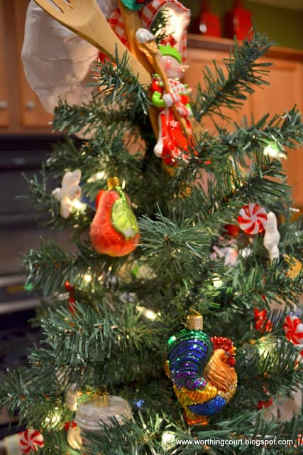 Kitchen Christmas tree and decor via Worthing Court blog