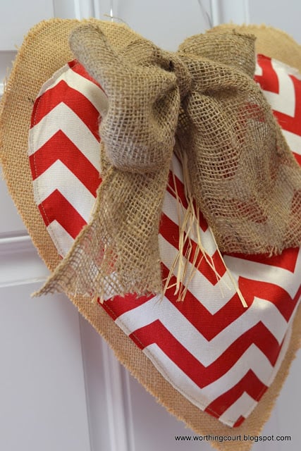 Worthing Court: diy burlap and chevron heart for Valentine's Day