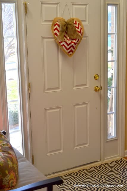 Worthing Court: diy burlap and chevron Valentine's heart decoration