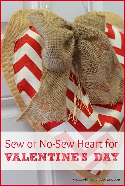 How to make this sew or no-sew burlap and chevron heart for Valentine's Day
