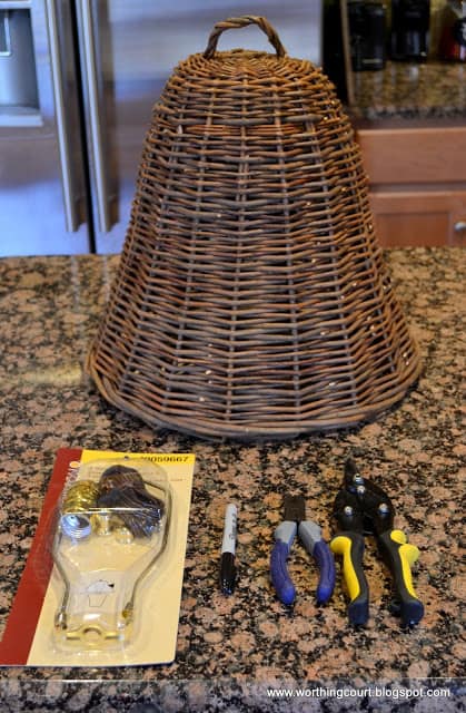 How to turn a wicker cloche into a lamp via Worthing Court blog How to turn a wicker cloche into a lamp via Worthing Court blog
