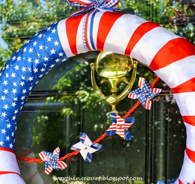 The completed wreath on the door.