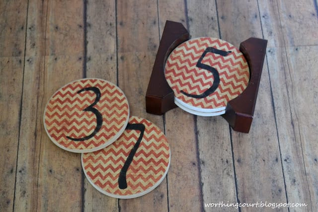 Numbered coasters.