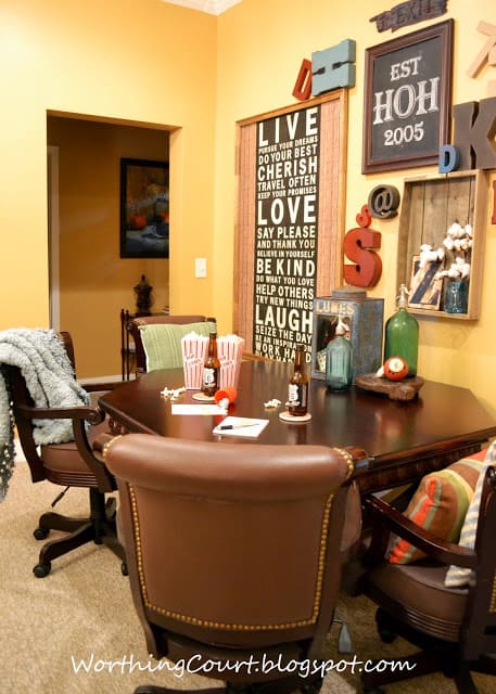 A games table and chairs.