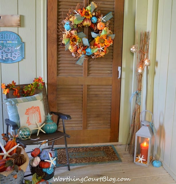 Beach themed fall porch