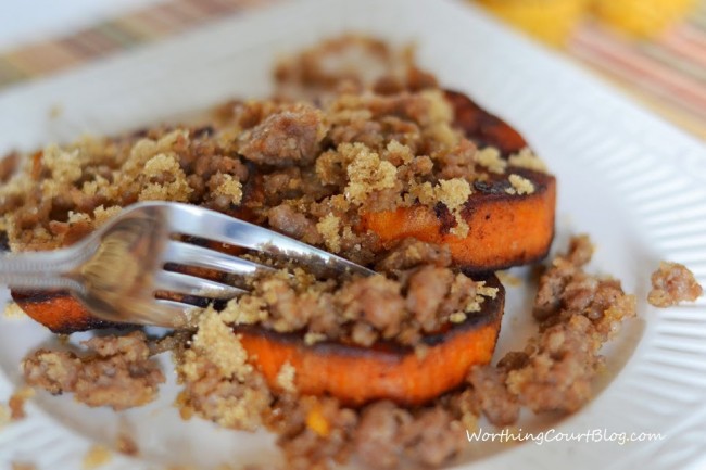 Roasted Sweet Potato Medallions With Sausage Crumbles4