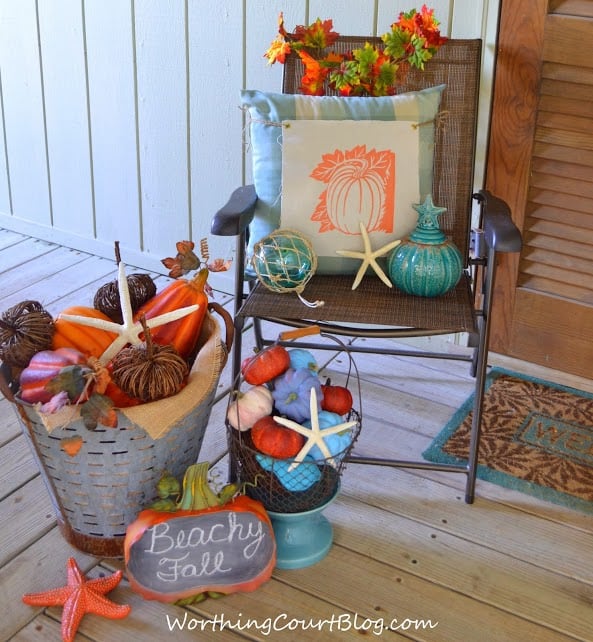 Worthing Court: Beachy fall porch vignette
