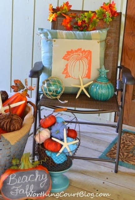 Worthing Court: Beach fall porch vignette