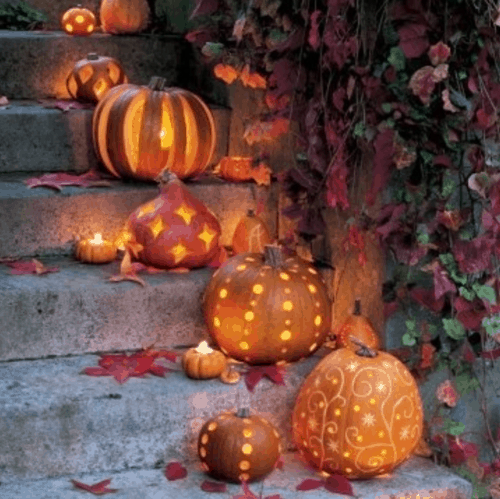 Pretty carved pumpkins