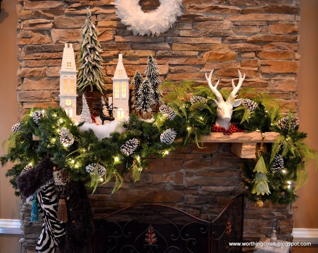 Worthing Court: Mantel with Christmas decorations