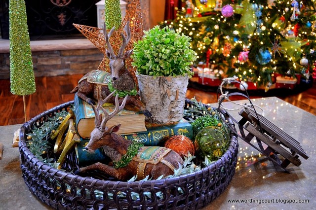 Worthing Court: Coffee table Christmas vignette