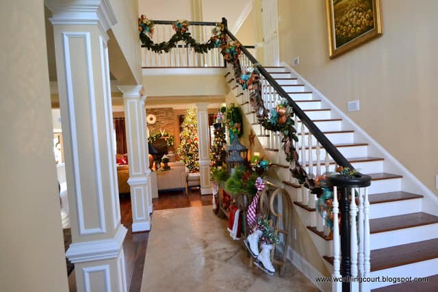 Worthing Court: Christmas garland and decorations in the foyer