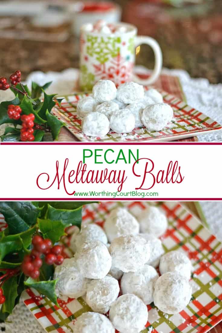 Recipe for Pecan Meltaway Balls Christmas Cookies graphic.