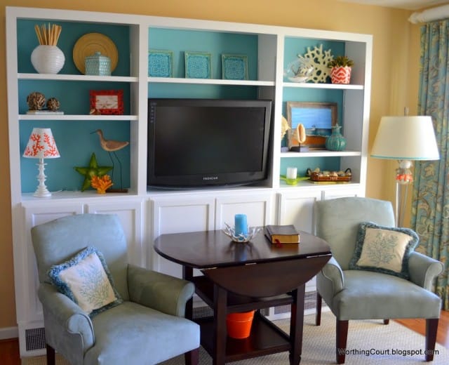 Worthing Court: Kitchen cabinets turned into a bookcase