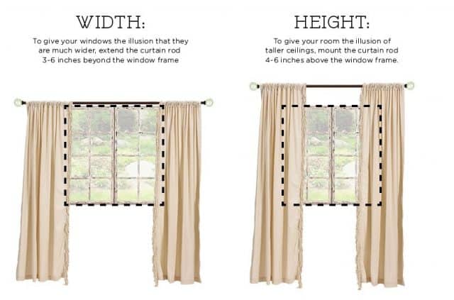 Loads of tips for how to redecorate on a small budget. If you want to really open up a room and make it appear larger, raise those curtains rods. Hang your draperies several inches higher and several inches wider that the window frame. It will instantly make your ceilings appear higher and your windows look larger. Plus, it will let in more of that all important natural light.
