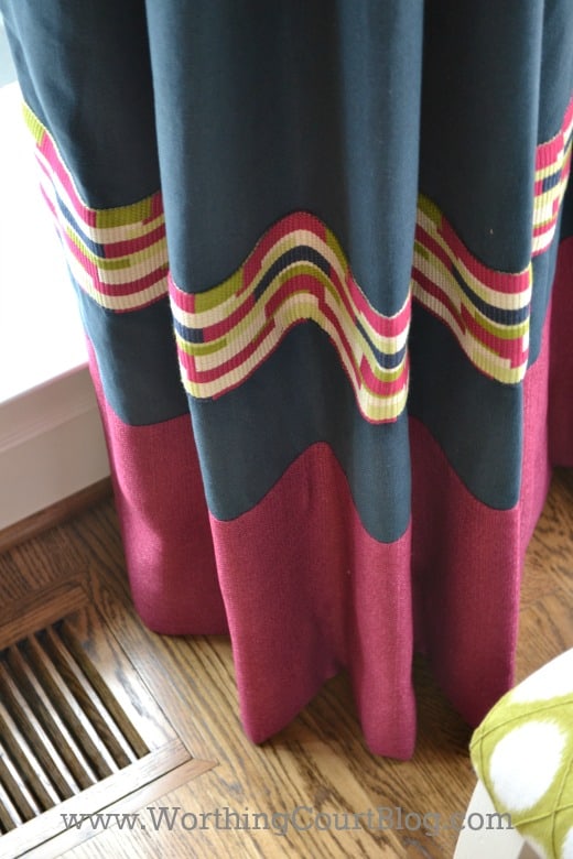 Add ribbon, pompoms or even a band of contrasting fabric to existing draperies or roman shades for a whole new look.