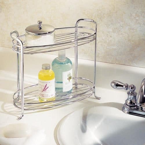 Stylish two tiered organizing tray for a bathroom