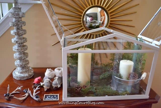 Worthing Court: Add more faux greenery, if needed to the terrarium vignette after placing the large elements.
