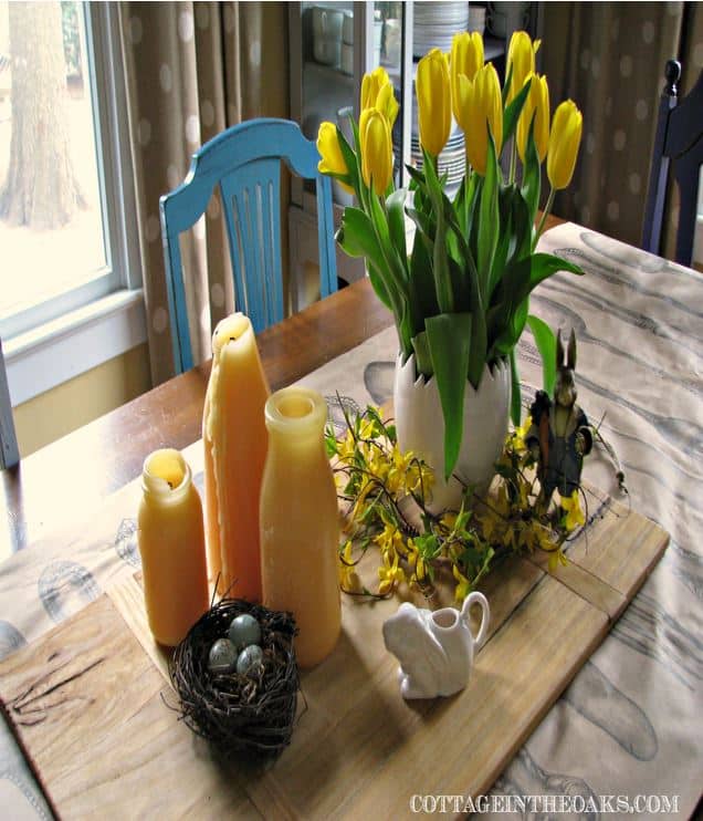 Yellow daffodils in a white vase.