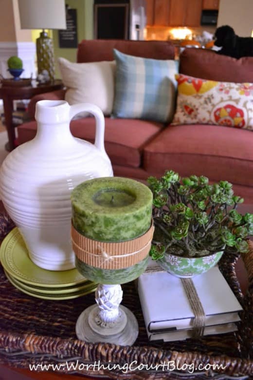 Spring Coffee Table Vignette - WorthingCourtBlog 