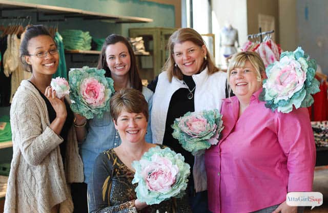 Group pic of coffee filter cabbage class at Anthropologie
