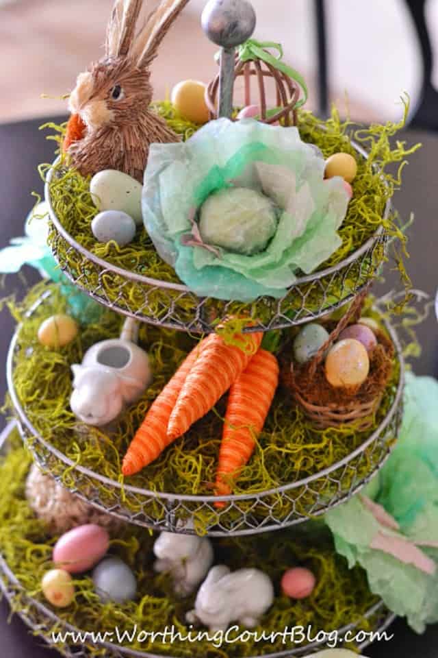 Easter centerpiece with a fun craft - DIY cabbages made from coffee filters : WorthingCourtBlog.com