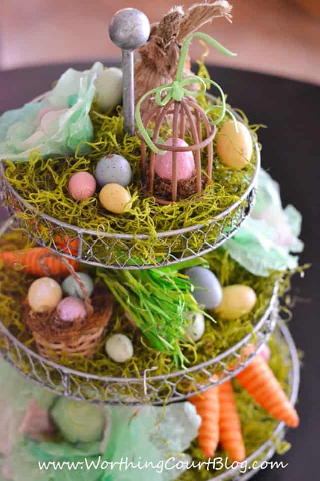 Easter centerpiece with a fun craft - DIY cabbages made from coffee filters : WorthingCourtBlog.com