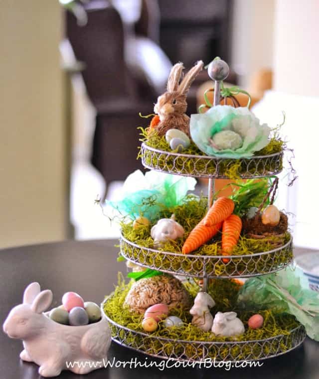 Easter centerpiece with a fun craft - DIY cabbages made from coffee filters : WorthingCourtBlog.com