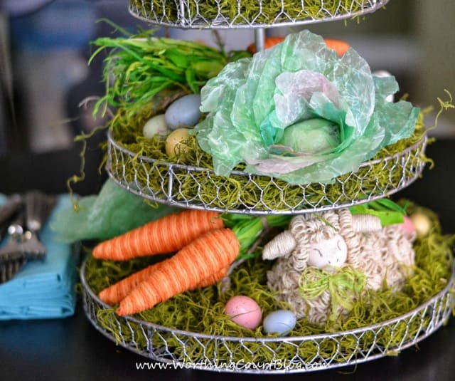 Easter centerpiece with a fun craft - DIY cabbages made from coffee filters : WorthingCourtBlog.com