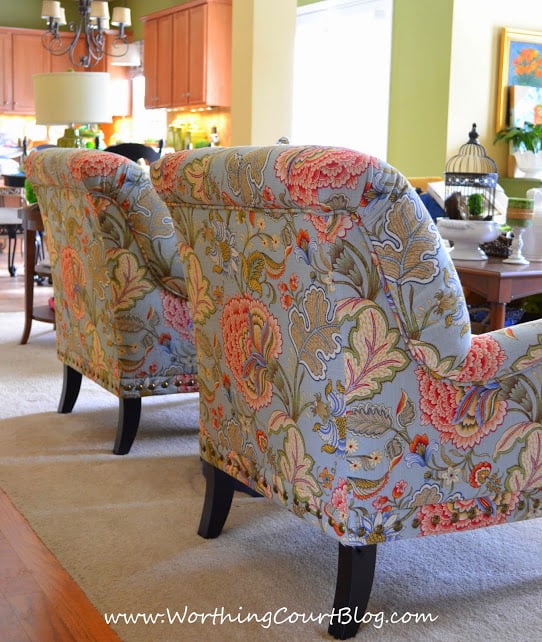 Changing the family room decor starting with new chairs from Pier 1 :: WorthingCourtBlog.com