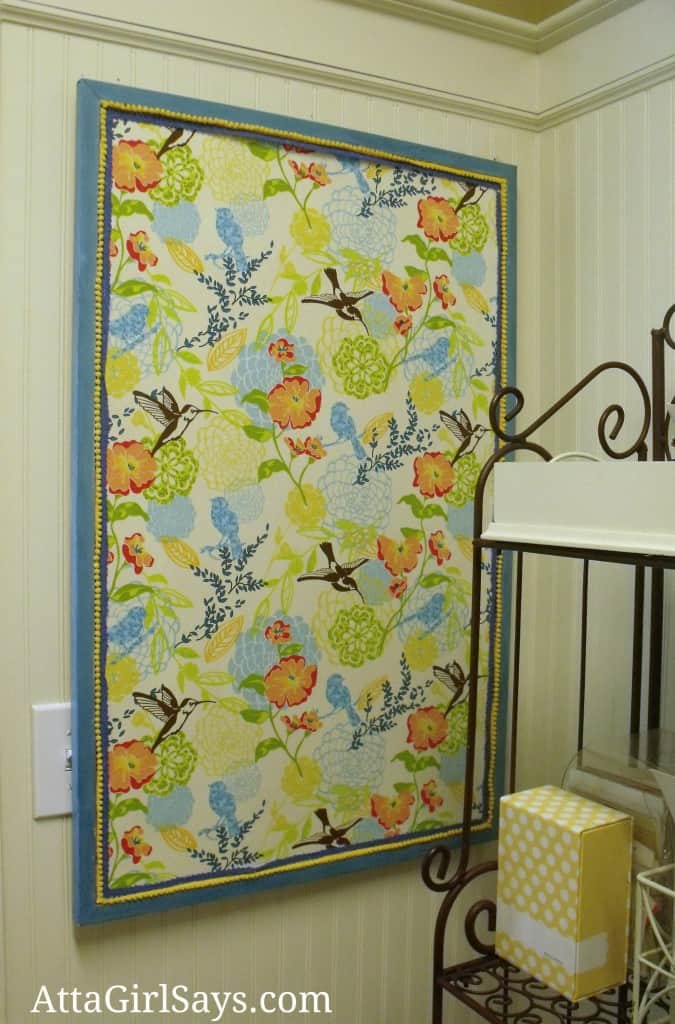 No-sew fabric covered bulletin board