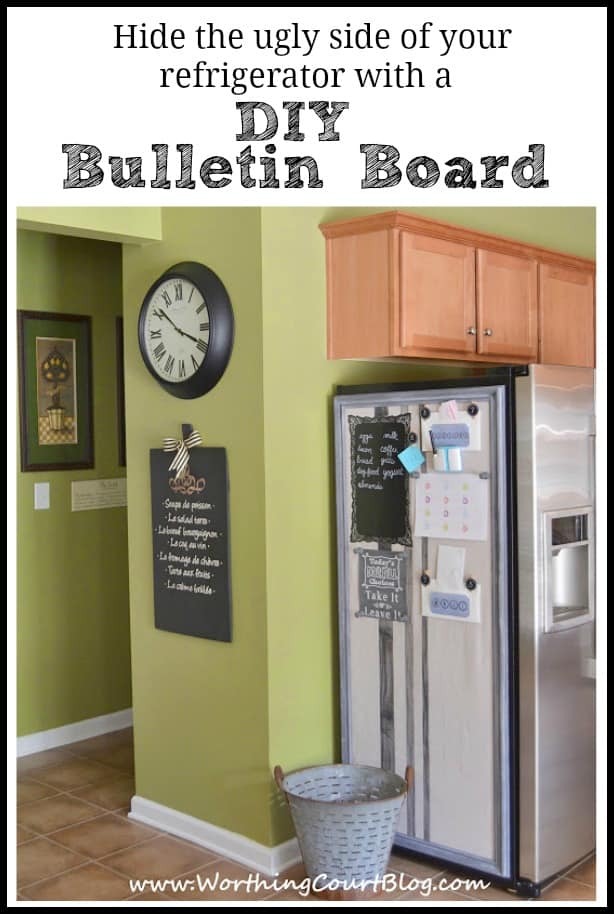 How to make a bulletin board that hides the ugly side of your refrigerator