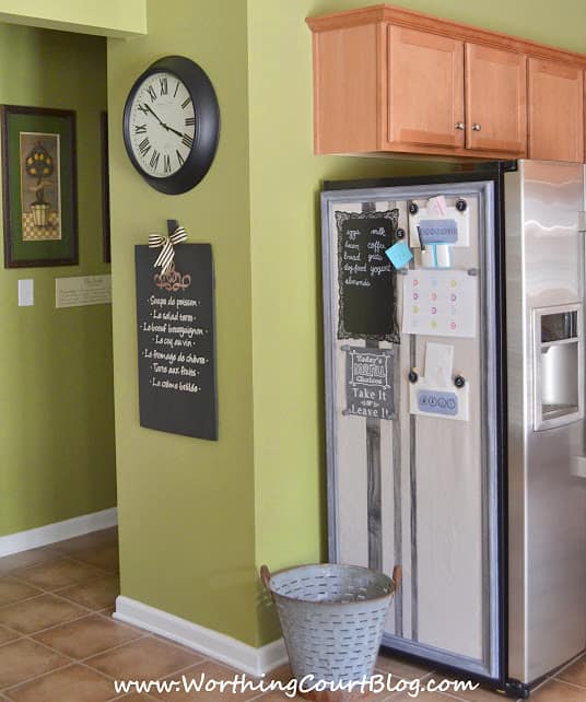 How to make a bulletin board to hide the side of a refrigerator