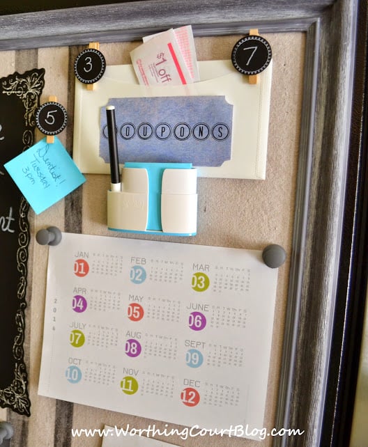 DIY bulletin board for the side of a refrigerator