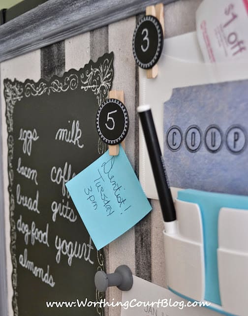 DIY bulletin board for the side of a refrigerator