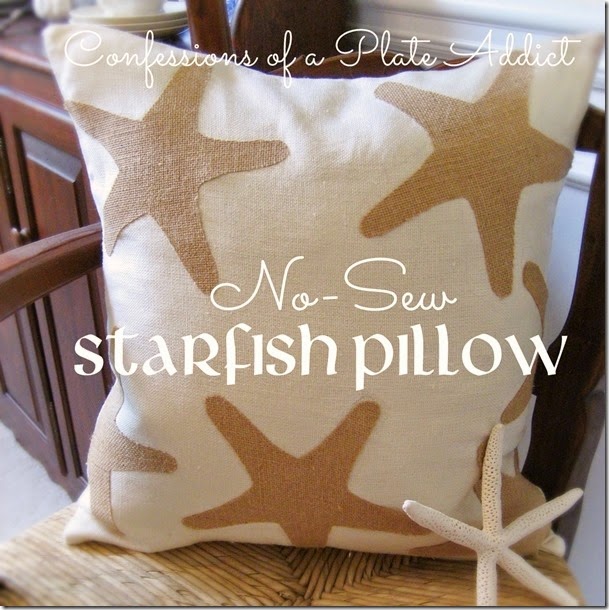 No-sew starfish embellishments for a ready made pillow
